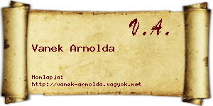Vanek Arnolda névjegykártya